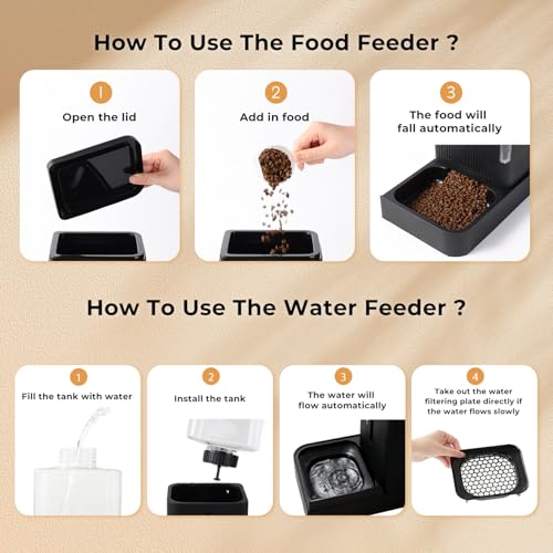 Automatic Cat Feeder (0.8 Gallon x 2 / Black)