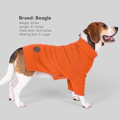 Dog Sweater Long Sleeve Knitted Turtleneck Pullover Warm Clothes (Orange / XXX-Large)