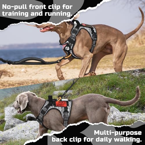 Tactical Dog Harness for Large (B&W Geometric / Large)