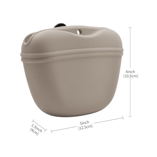 Silicone Dog Treat Pouch with Clicker Magnetic Closure Secure Clip (2 Pack / Adobe Brown+Duck egg green)