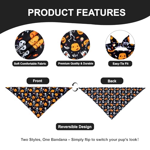 Halloween Dog Bandana for Large Dogs (Halloween - Black / X-Large)