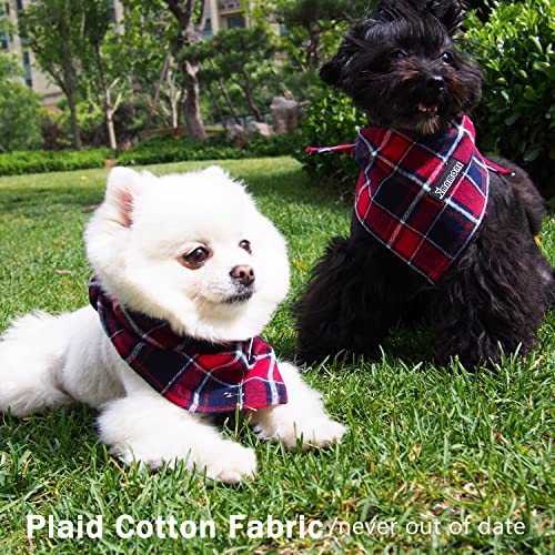 Adjustable Plaid Dog Bandanas (Fuchsia&Blue / Small)