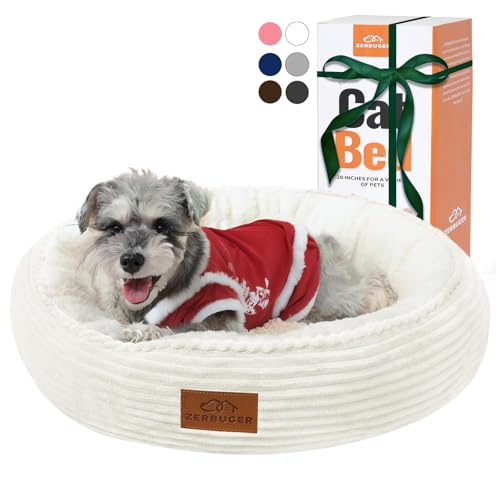 23in Cream Round Dog Bed Sofa for Dogs Cats (Cream / Medium)