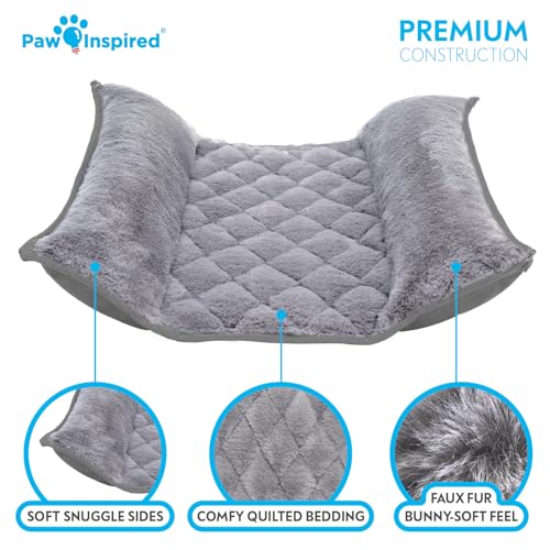 Snuggle Bunny Bolster Bed (Gray/Faux Fur)