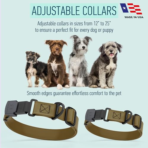Biothane Waterproof Dog Collar with Herm Sprenger Black Stainless Steel Quick Release Buckle (W 3/4" x L 12"-19" / Coyote Brown)