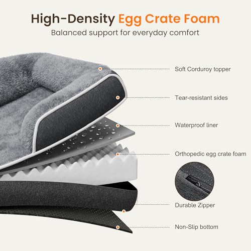 Orthopedic Dog Bed for Extra Large Dogs (Dark Grey / 45.0"L x 30.0"W x 7.5"Th)