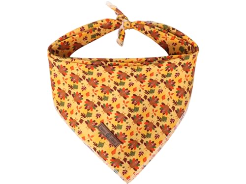 Thanksgiving Dog Bandana Washable Cotton Handkerchief Scarf Triangle Turkey Bandana for Small Medium Large Dogs Girl Boy Gift (4 Color Turkey / Large (Pack of 1))