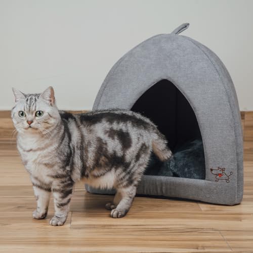 Cat Bed for Indoor Cat (Gray (Tent) / 20" x 20" x H:22")