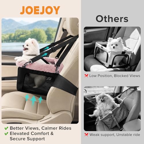 Deluxe Dog Booster Seat with Sturdy Metal Frame and Safety Leash for Small Pets up to 20 lbs (Pink)
