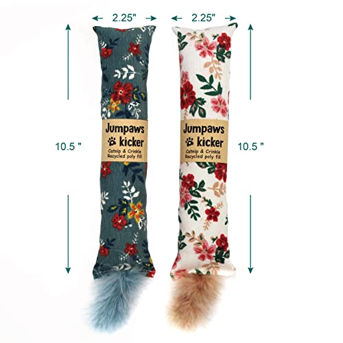 2 Pack Natural Interactive Catnip & Silvervine Cat Kicker with Feathers