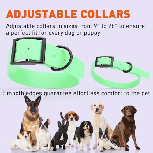 Biothane Waterproof Dog Collar Strong Coated Nylon Webbing with Black Hardware Odor (W1" x L22"-25" / Sea Foam Green)