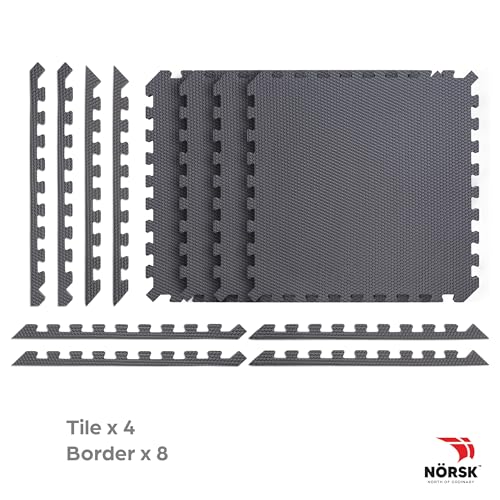 Reversible 3 4" EVA Foam Gym Floor Tiles (Gray/Black / 4 Tiles - 16 Sq. Ft.)