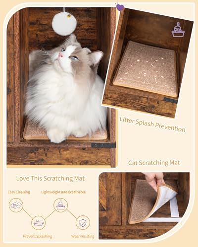 Cat Litter Box Enclosure (31.5"L x 19.7"W x 20.9"H / Rustic Brown and Black)