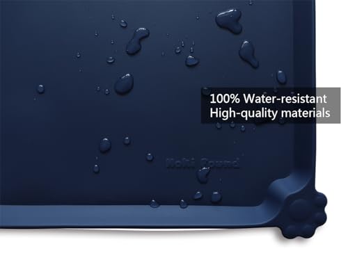 Large Waterproof Silicone Pet Food Mats Tray (24" x 16" / French Navy)