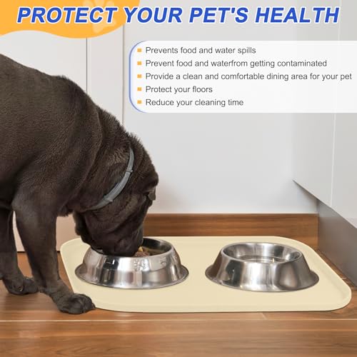 Silicone Pet Food Mat with Raised Edge for Food and Water Bowl