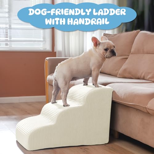 4 Step Dog Stairs Pet Ramp for High Beds (Beige / 4-Step 20"H)