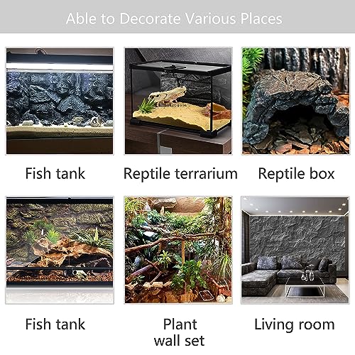 4pcs Rock Terrarium Background (grey-11.8"*8.8"（4pcs）)