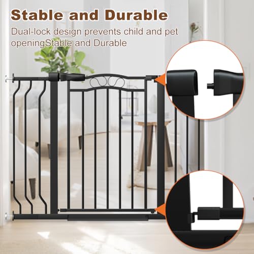 67.3 81.1" Extra Wide Baby Gate for Stairs No Drilling (Black / 72.0"-81.5")