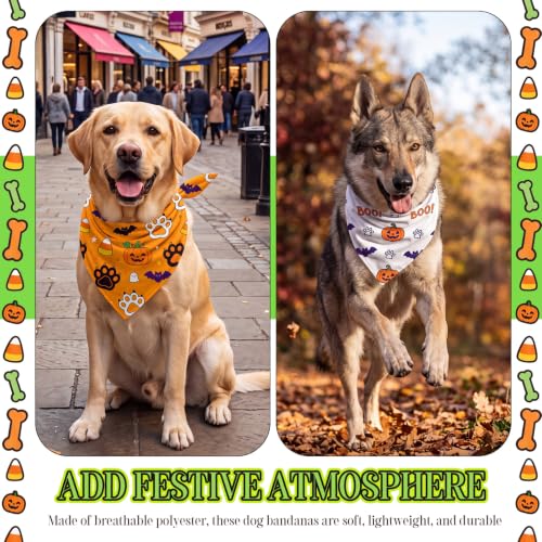 50 Pcs Halloween Dog Bandanas Bulk Cute Dog Paw Prints Pattern (Halloween Paw Print / 31.5 x 21.7 x 21.7")