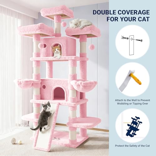 82 Inches Large Cat Tree (82 in / Pink)