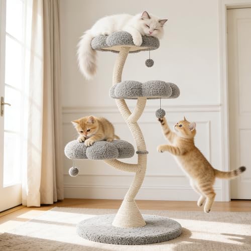 48" Flower Cat Tree (Gray-3 Tiers)