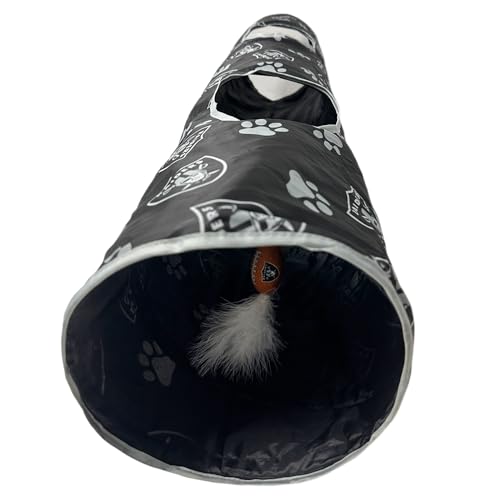 NFL Las Vegas Raiders Cat Tunnel Tube Toy with Plush Football Catnip and Feathers Collapsible Tunnel for Cats to Play (Las Vegas Raiders)