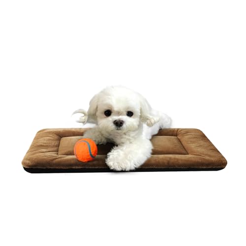 Dog Crate Pad Washable Dog Bed for Crate Small Cozy Mat 22 (22.0"L x 13.0"W x 1.0"Th / brown)