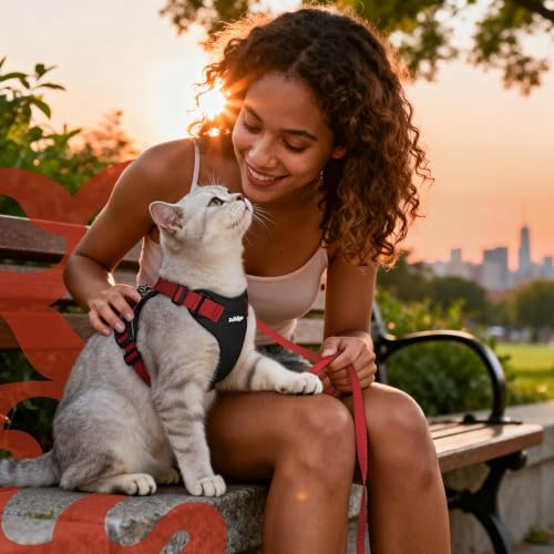 Cat Harness and Leash Set (Xs / Black & Red)