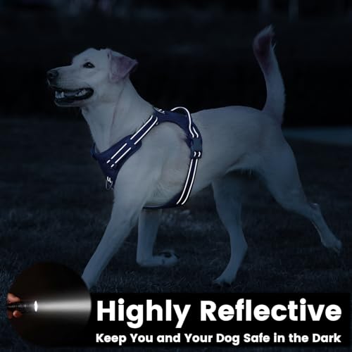 No Pull Dog Harness Front Clip Handle (Prussian Blue / S(Neck:15.7-22.0",Chest:17.3-24.8"))