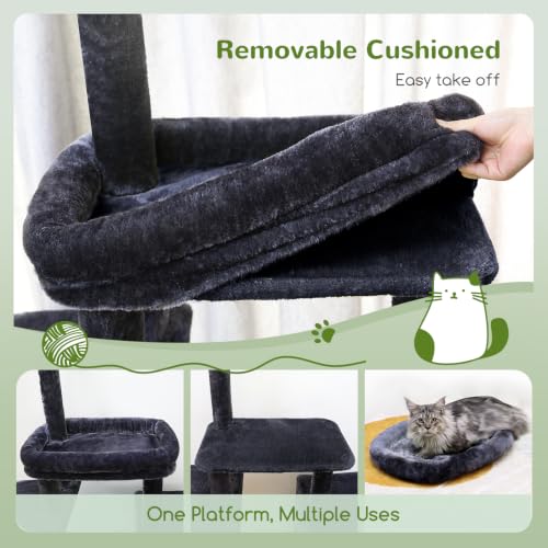 Maine Coon Cat Tower for Indoor Adult Cats (Dark Grey / 50 inch)