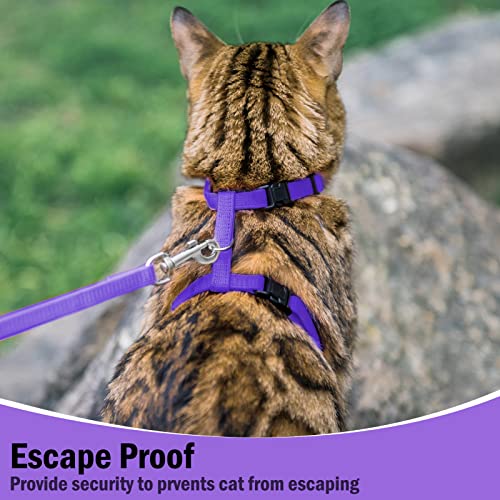 Adjustable Cat Harness and Leash Set Escape Proof Kitten Strap Collar for Walking Travel (Small / Purple)