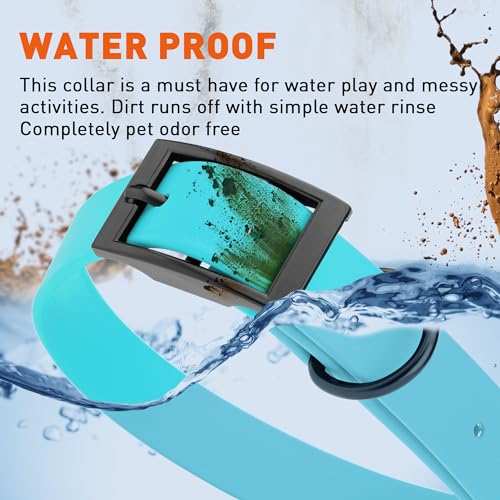 Biothane Waterproof Dog Collar Strong Coated Nylon Webbing with Black Hardware Odor (W1" x L18-22" / Sky Blue)