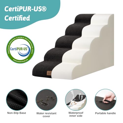 Wide Dog Stair for Small Dog 22.6" H (Black / Wide:17.7"x33"x22.6")