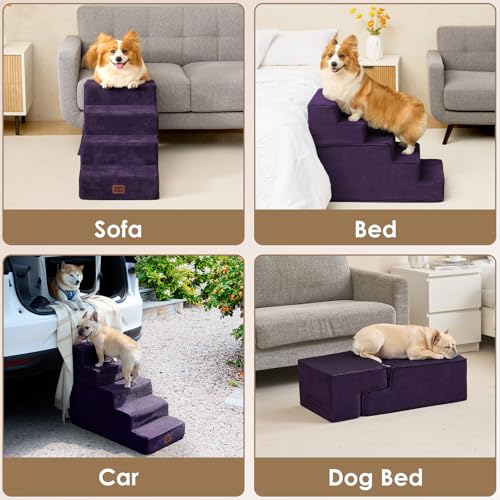 Dog Stairs for High Bed 22.5" H (Purple / Standard 15.7" x 30" x 22.5")