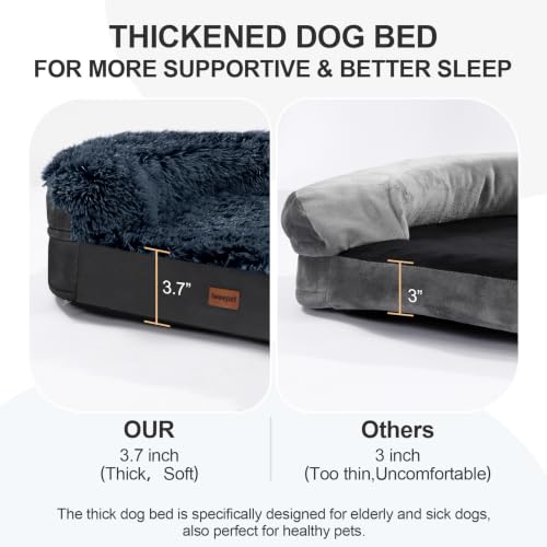 3.7 inch Thickened Orthopedic Dog Beds for Medium Dogs (Black / 36"Lx27.5"Wx7.1"H)