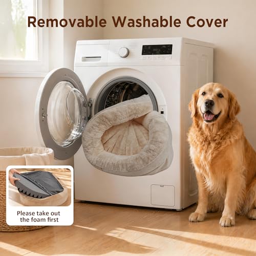 Waterproof Orthopedic Dog Bed for Extra Large Dogs (Light Brown / 48"L x 35"W x 7.5"Th)