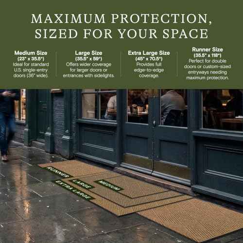 Diamonds Front Door Mat Indoor Outdoor Entrance (35.5"L x 23"W x 0.4"Th / Camel)