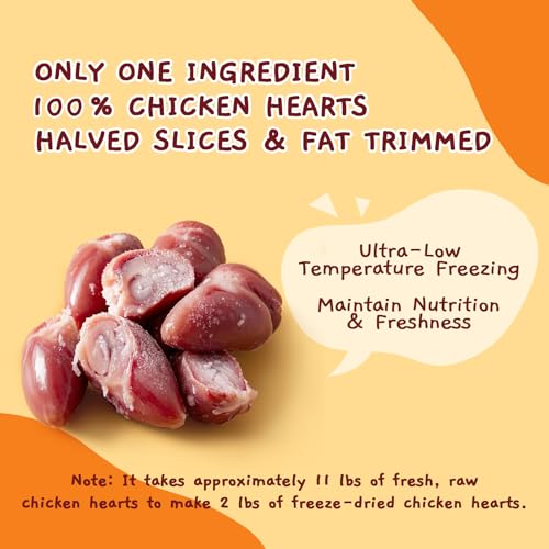 Freeze Dried Chicken Hearts for Dogs & Cats (7.76 Ounce (Pack of 1))