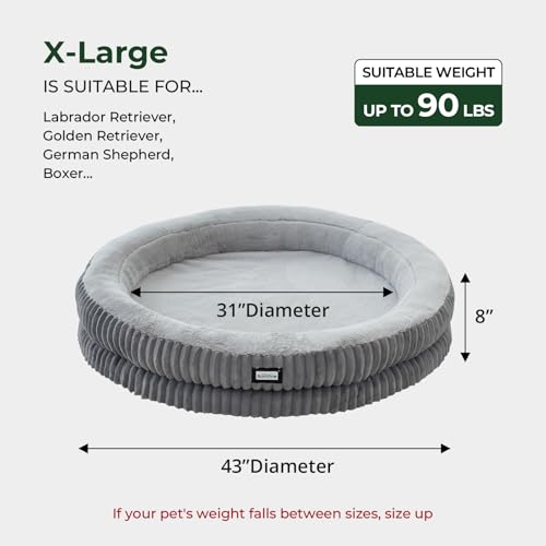 Donut Dog Bed (43.0"L x 43.0"W x 8"Th / Grey)