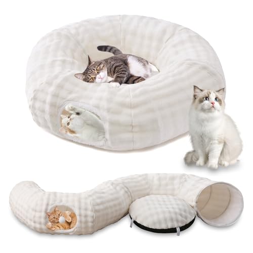 Bubble Round Cat Tunnel for Indoor Cats (Cream White / Round)