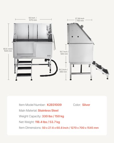 Stainless Steel Dog Washing Station (50 inch)