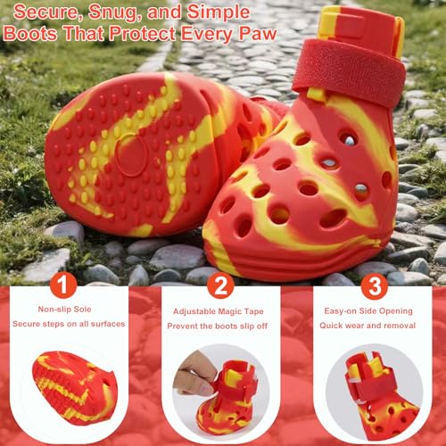 Dog Shoes for Hot Pavement (Yellow Red / M)