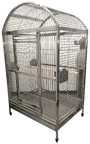 Large 304 Stainless Steel Bird Parrot Amazon Cockatoo African Grey Mini Macaw Cage Wire Dome Top