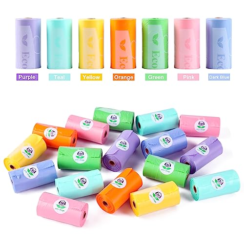 360 Count Dog Poop Bags with Dispenser (Colorful)