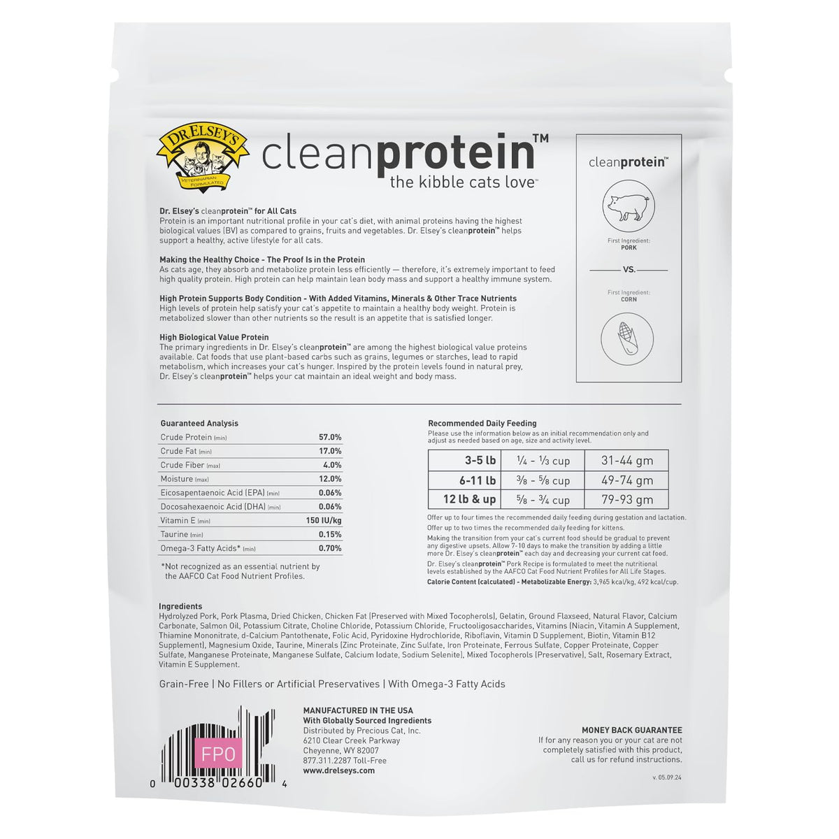 cleanprotein Pork Cat Kibble 6.6 lb. Bag (6.6 Pound (Pack of 1))