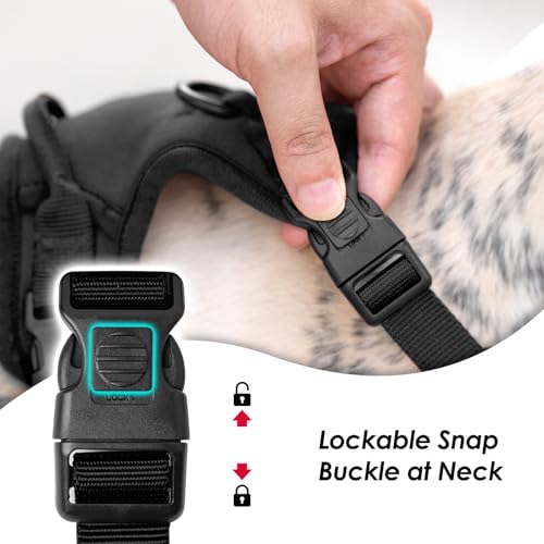 No Pull Dog Harness for Large Sized Dogs Puppy Vest No Choke (Black / L(Neck:20.9-31.5", Chest:24.8-37.4"))