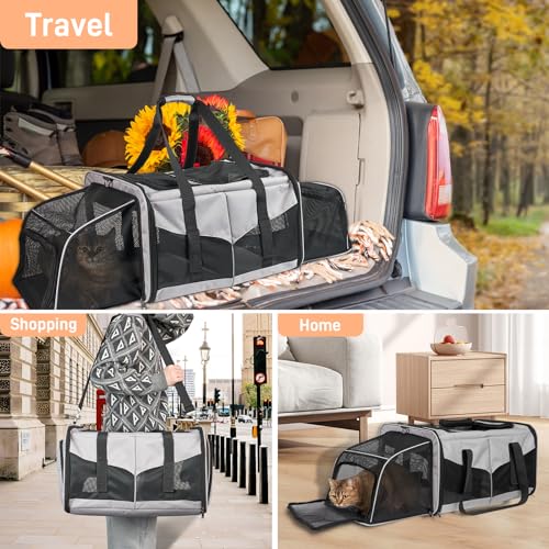 Large Cat Carrier for 2 Cats (Grey)