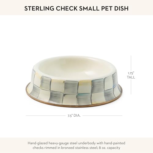 Enamel Pet Dish (Sterling Check / Small)