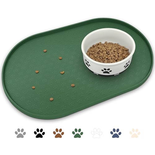 Dog Food Mat Spill (Hunter Green / 19"L x 12"W)