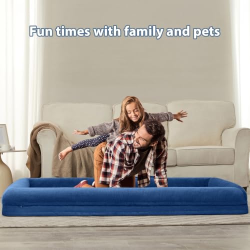 Human Dog Bed Orthopedic for Adult & Dogs Comfy Sleeping (Blue / Human (71x46x7.5in))